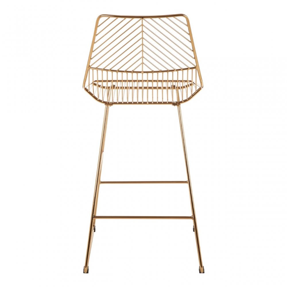 Brock Gold Metal Wire Tapered Bar Chair, Metal, Gold