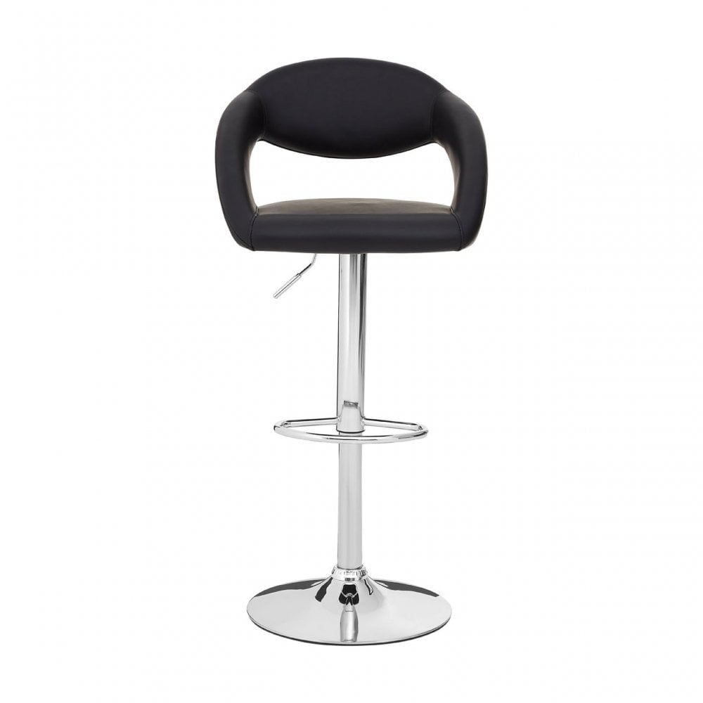 Taylor Black Faux Leather Bar Chair, Chromed Foam, Black