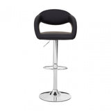 Taylor Black Faux Leather Bar Chair, Chromed Foam, Black