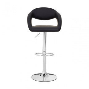 Taylor Black Faux Leather Bar Chair, Chromed Foam, Black
