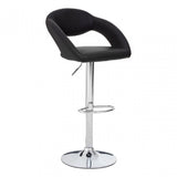 Taylor Black Faux Leather Bar Chair, Chromed Foam, Black