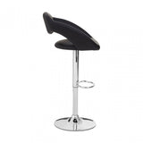 Taylor Black Faux Leather Bar Chair, Chromed Foam, Black