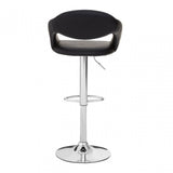 Taylor Black Faux Leather Bar Chair, Chromed Foam, Black