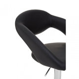 Taylor Black Faux Leather Bar Chair, Chromed Foam, Black