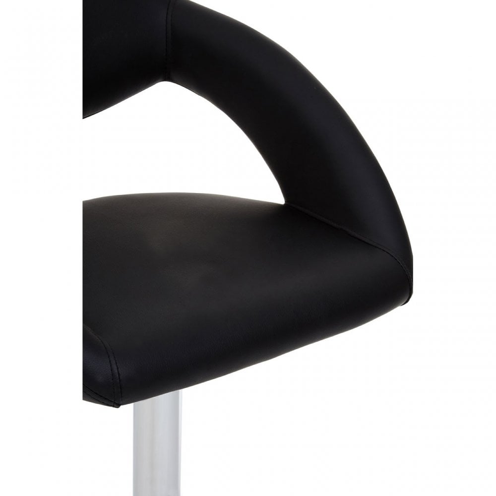 Taylor Black Faux Leather Bar Chair, Chromed Foam, Black