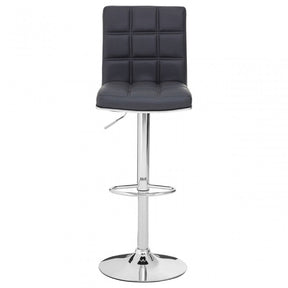 Tavor Grey Faux Leather Bar Chair, Chromed Foam, Grey