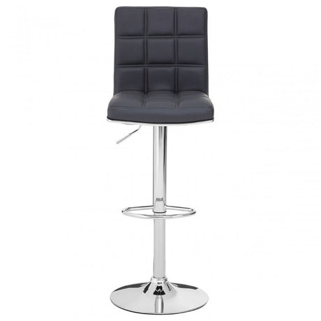 Tavor Grey Faux Leather Bar Chair, Chromed Foam, Grey