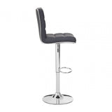 Tavor Grey Faux Leather Bar Chair, Chromed Foam, Grey