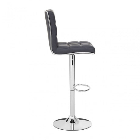 Tavor Grey Faux Leather Bar Chair, Chromed Foam, Grey