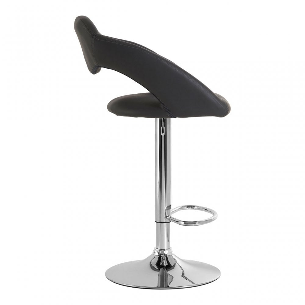 Taylor Grey Faux Leather Bar Chair, Chromed Foam, Grey