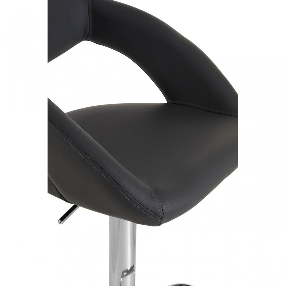 Taylor Grey Faux Leather Bar Chair, Chromed Foam, Grey