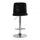 Tara Black Faux Leather Bar Chair, Chromed Foam, Black