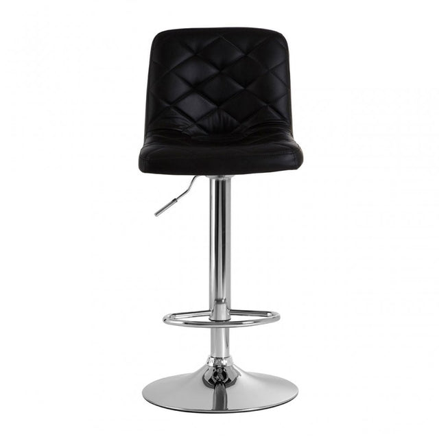 Tara Black Faux Leather Bar Chair, Chromed Foam, Black