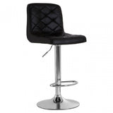 Tara Black Faux Leather Bar Chair, Chromed Foam, Black
