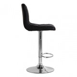 Tara Black Faux Leather Bar Chair, Chromed Foam, Black