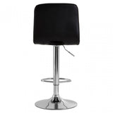 Tara Black Faux Leather Bar Chair, Chromed Foam, Black