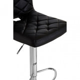 Tara Black Faux Leather Bar Chair, Chromed Foam, Black