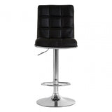 Tavor Black Faux Leather Bar Chair, Chromed Foam, Black