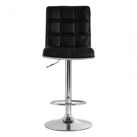 Tavor Black Faux Leather Bar Chair, Chromed Foam, Black