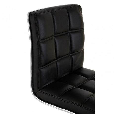 Tavor Black Faux Leather Bar Chair, Chromed Foam, Black