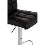 Tavor Black Faux Leather Bar Chair, Chromed Foam, Black