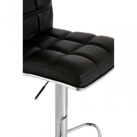 Tavor Black Faux Leather Bar Chair, Chromed Foam, Black