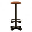 Longhorn Longhorn Buffalo Light Brown Leather Bar Stool, Goat Leather, Iron, Brown