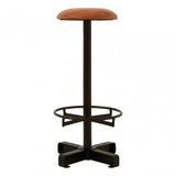 Longhorn Longhorn Buffalo Light Brown Leather Bar Stool, Goat Leather, Iron, Brown