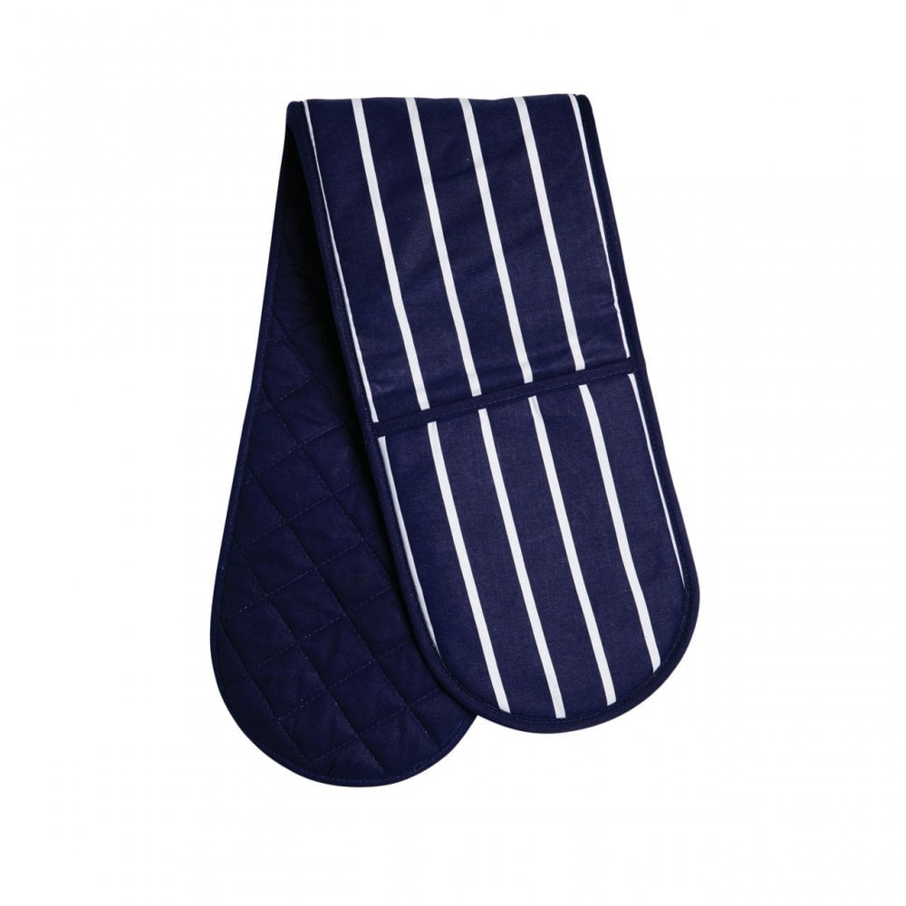Navy Butcher Stripe Oven Glove, Cotton, Blue