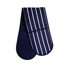 Navy Butcher Stripe Oven Glove, Cotton, Blue