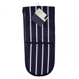 Navy Butcher Stripe Oven Glove, Cotton, Blue