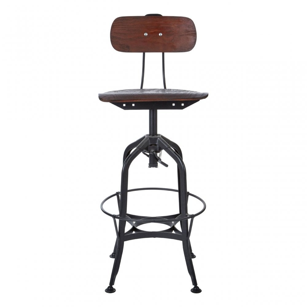 Ranch Foundry Style Bar Stool, Powder Coated Walnut Bentwood, Natural