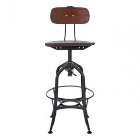 Ranch Foundry Style Bar Stool, Powder Coated Walnut Bentwood, Natural