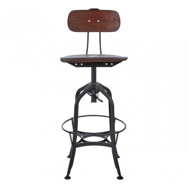 Ranch Foundry Style Bar Stool, Powder Coated Walnut Bentwood, Natural