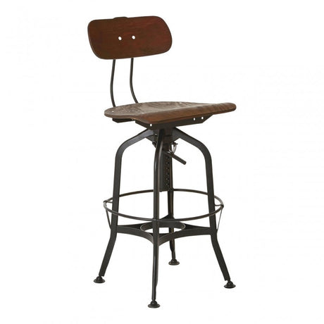 Ranch Foundry Style Bar Stool, Powder Coated Walnut Bentwood, Natural
