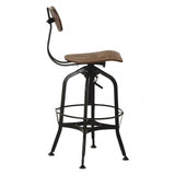 Ranch Foundry Style Bar Stool, Powder Coated Walnut Bentwood, Natural