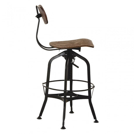 Ranch Foundry Style Bar Stool, Powder Coated Walnut Bentwood, Natural