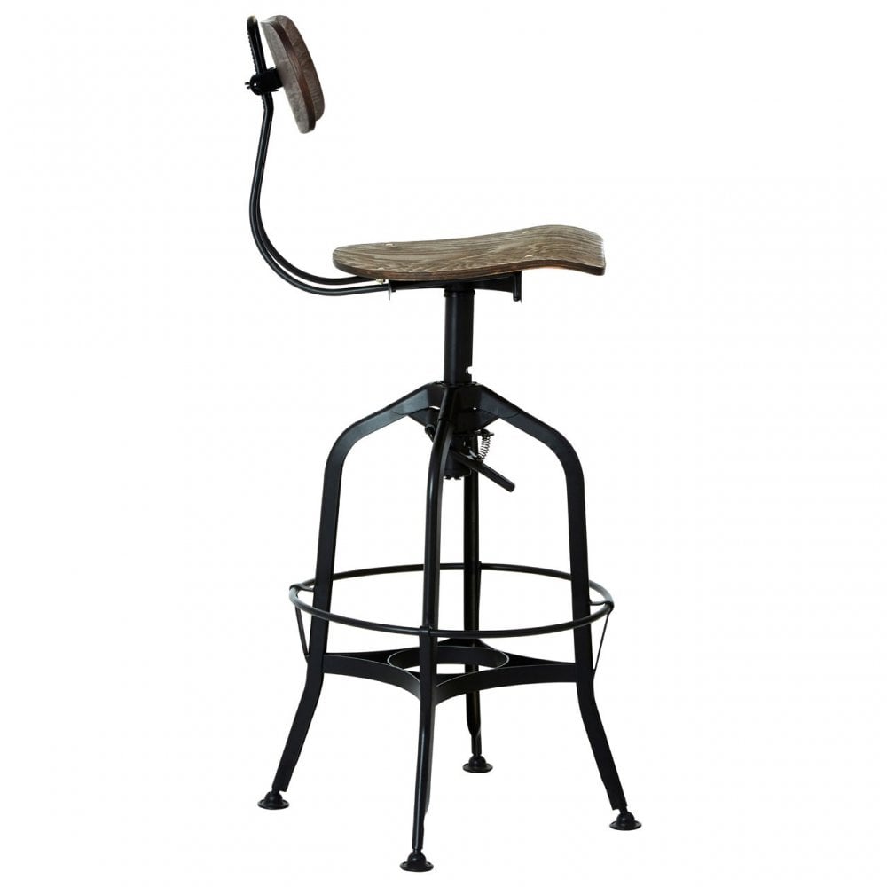 Ranch Foundry Style Bar Stool, Powder Coated Walnut Bentwood, Natural