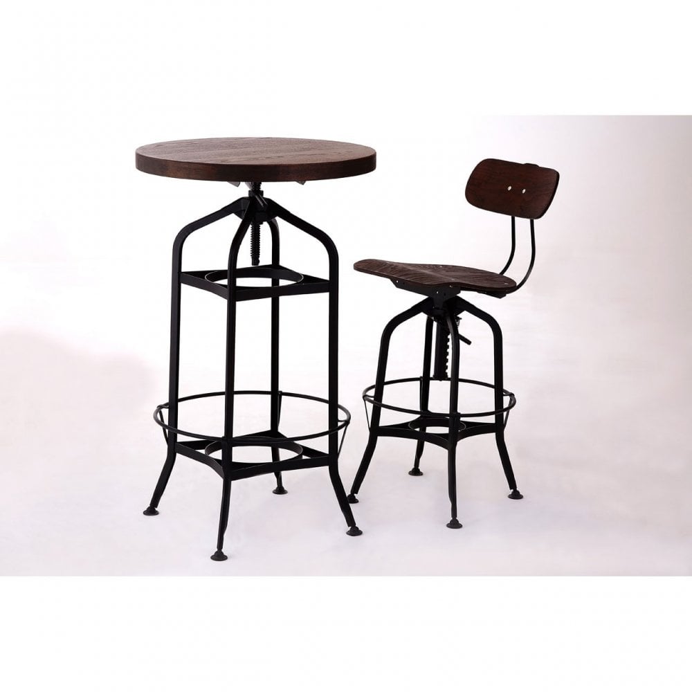 Ranch Foundry Style Bar Stool, Powder Coated Walnut Bentwood, Natural