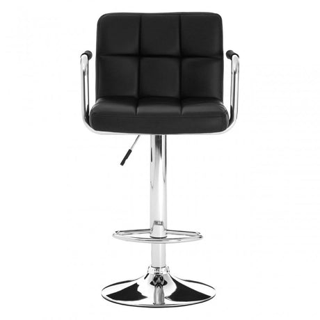 Starz Bar Chair, Chromed Leather, Black