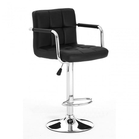 Starz Bar Chair, Chromed Leather, Black