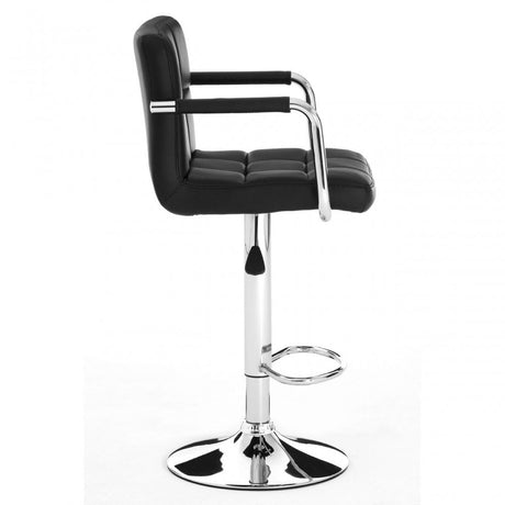 Starz Bar Chair, Chromed Leather, Black