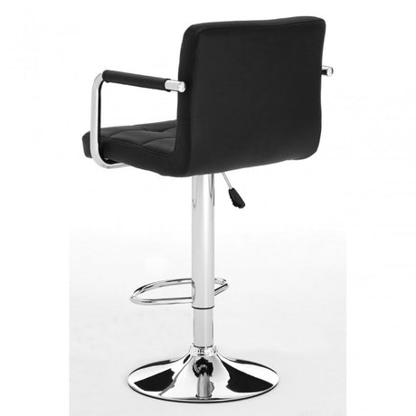 Starz Bar Chair, Chromed Leather, Black