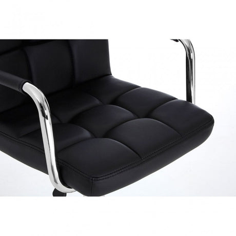 Starz Bar Chair, Chromed Leather, Black