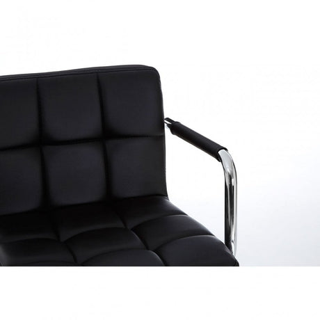 Starz Bar Chair, Chromed Leather, Black