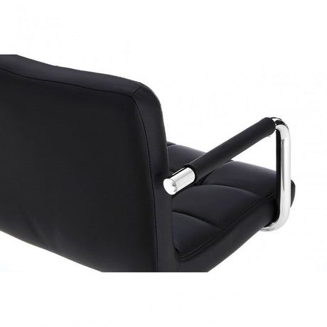 Starz Bar Chair, Chromed Leather, Black