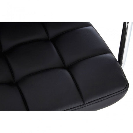 Starz Bar Chair, Chromed Leather, Black