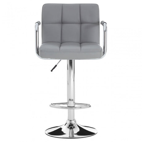 Starz Bar Chair, Chromed Leather, Grey