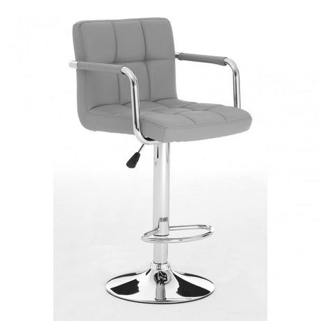 Starz Bar Chair, Chromed Leather, Grey