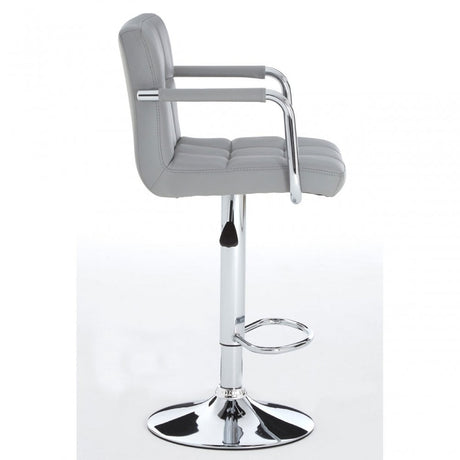 Starz Bar Chair, Chromed Leather, Grey